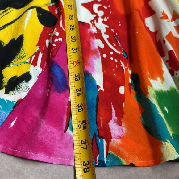 Jams World VTG Symphony Mini Dress Multicolor Abstract Floral Vibrant Tropical - Picture 13 of 13